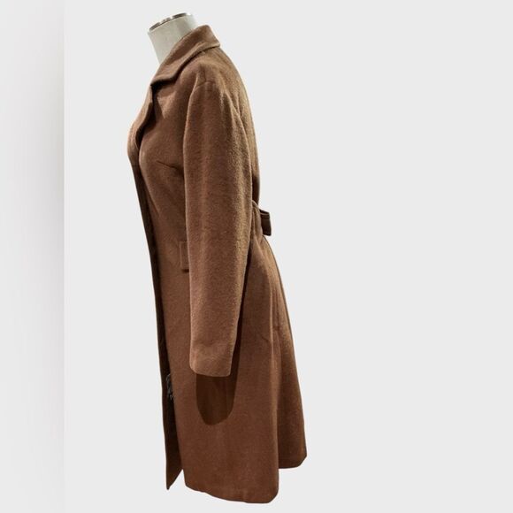 Stevens Forstmann 60s Vintage Wool Trench Coat Lined Winter Women’s Medium - Picture 4 of 9